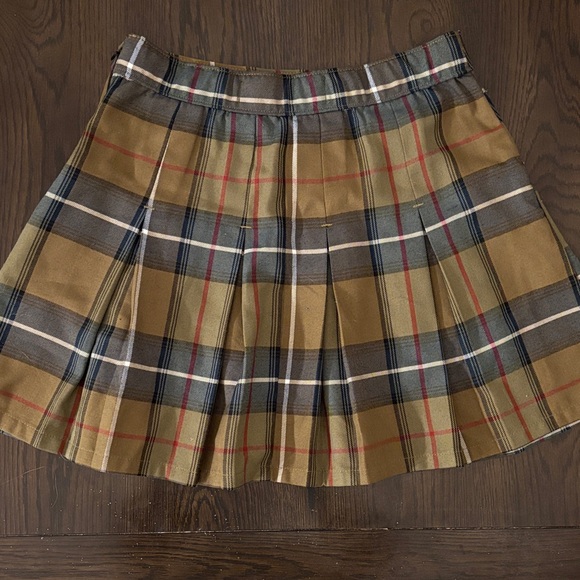 Dixxon Flannel Company Plaid Pleated Skirt Size S Brown Neutral Preppy - Picture 5 of 6